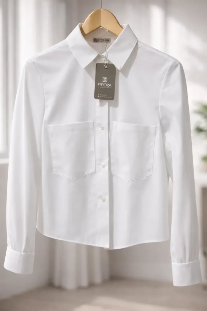 Camisa Cropped de algodão e manga longa